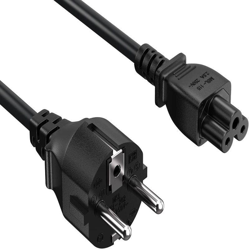 1.5M / 1.8M EU Plug C5 2-Pin AC Laptop Power Cord – IEC Computer Charger Extension Cable, 100% Pure Copper