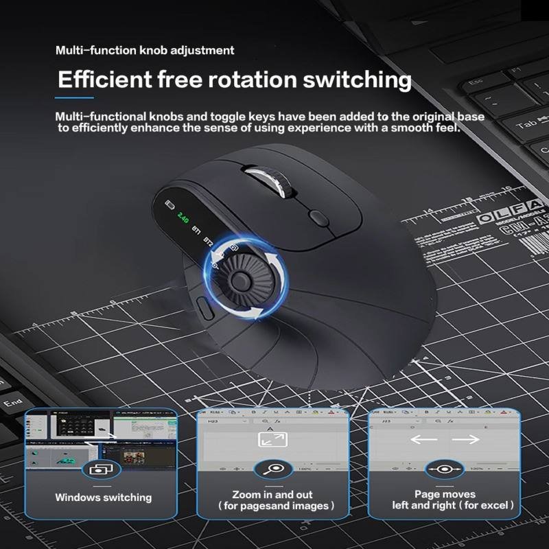 JOMAA Ergonomic 2.4G Wireless & Bluetooth Dual Mode Mouse – Silent Vertical Gaming Mouse for Right-Handed Users - Image 2