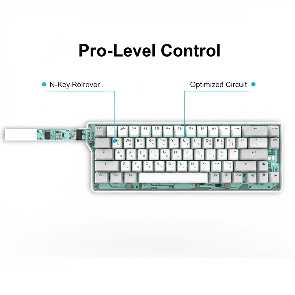 OEM 68-Keys Wired RGB Mechanical Gaming Keyboard – Compact Layout, NKRO, USB Type-C, Magnetic Base - Image 4