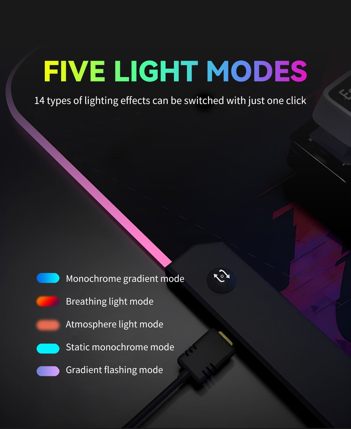 RGB LED Gaming Mouse Pad – Soft Non-Slip Rubber Mat with Dynamic Lighting for Keyboard & Computer Accessories - Image 3