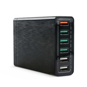 60W 12A 6-Port Universal USB Power Supply Adapter – PD 3.0, OTP & OVP Protection, Fireproof Travel Charger