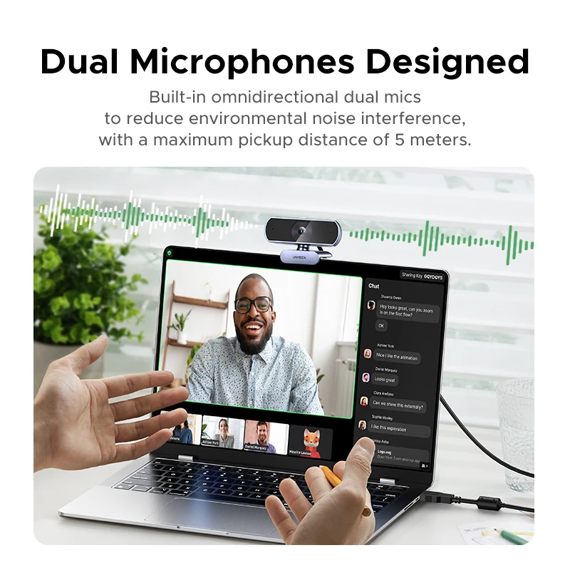 UGREEN 2K Webcam with Microphone, Full HD USB Web Camera, Adjustable FOV, Auto Light Correction, Video Webcam for Streaming - Image 3