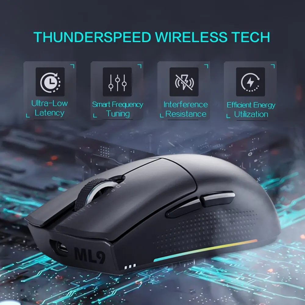Thunderobot ML901 Wireless Gaming Mouse PAW3395 26000DPI 650IPS Nordic MCU Symmetrical Form 3-Zone RGB For Laptop PC Gamer - Image 2